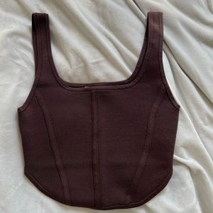 Aritzia Sculpt Knit Bustier Tank in Coffee Bean